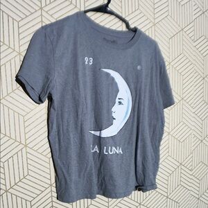 Gray Graphic Tee with Moon Design